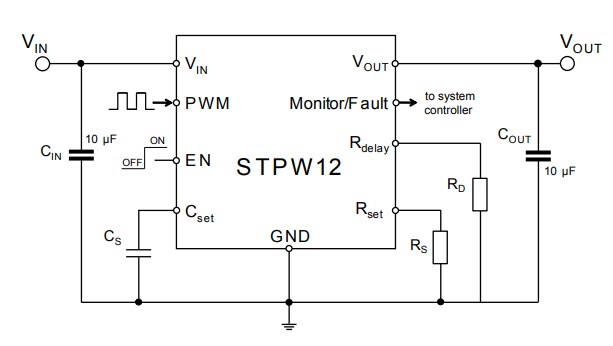 Application Circuit Diagram - STMicroelectronics STPW12 Programmable Electronic Power Breaker